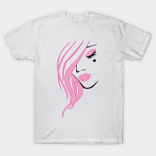 EGirl silhouette pink with closed eyes T-Shirt